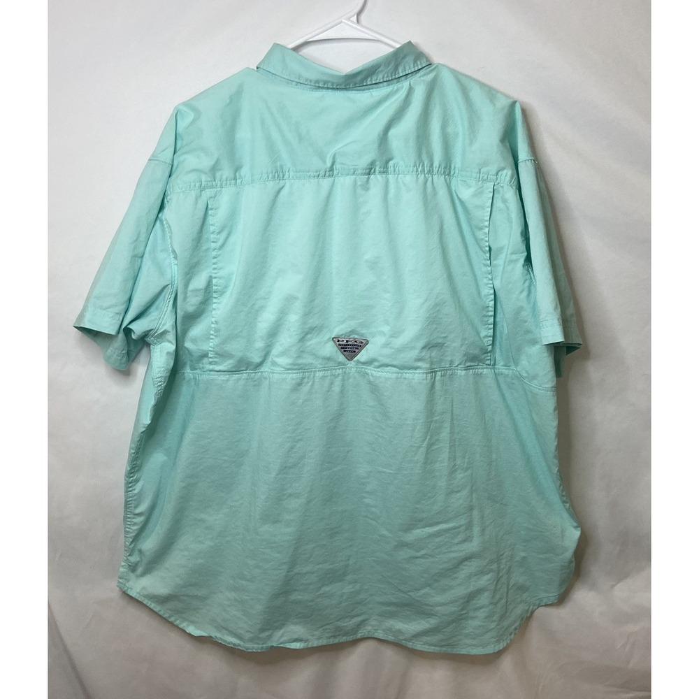 Columbia PFG Mens XXL‎ Short Sleeve Fishing Shirt Seafoam Green Button Down - Picture 15 of 15